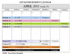 Master Resident Calendar: April - June 2011 for Student Programs - slide 1