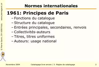 normes internationales