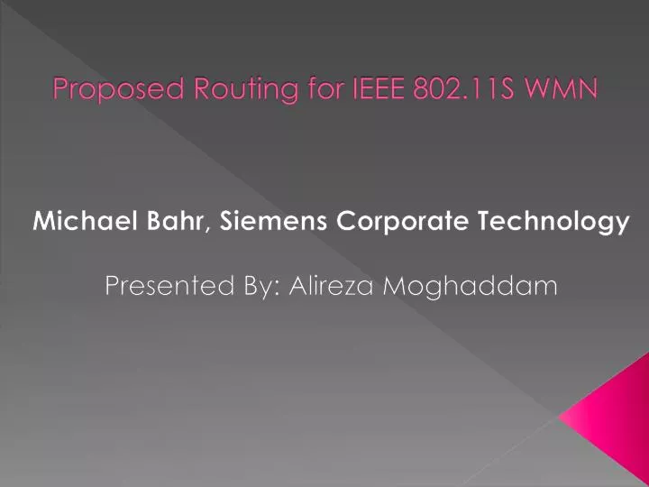 proposed routing for ieee 802 11s wmn