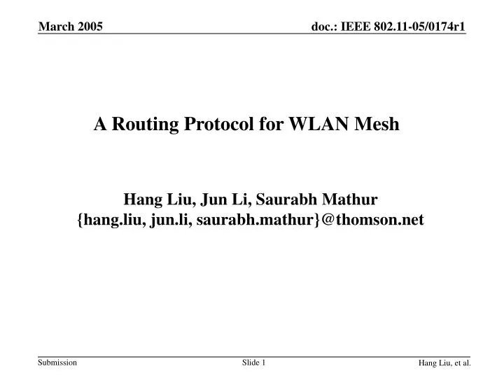 a routing protocol for wlan mesh