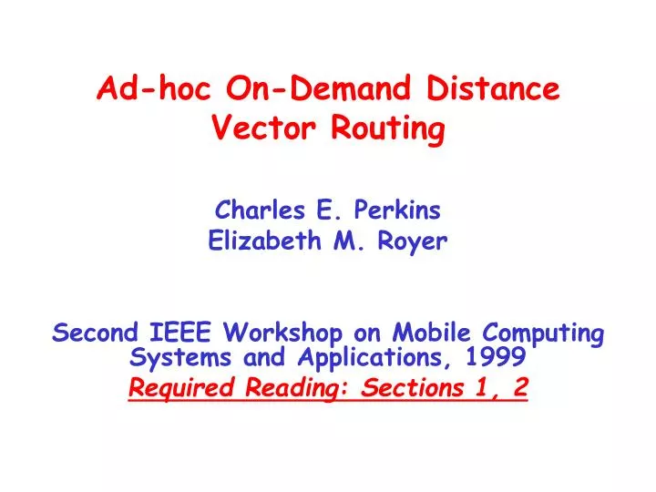 ad hoc on demand distance vector routing