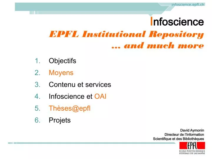 i nfoscience epfl institutional repository and much more
