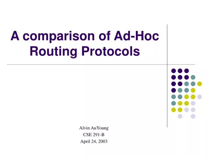 a comparison of ad hoc routing protocols