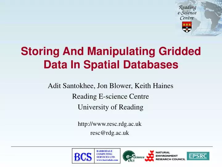 storing and manipulating gridded data in spatial databases