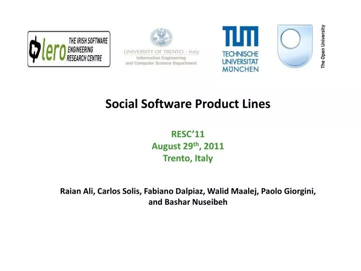 social software product lines resc 11 august 29 th 2011 trento italy