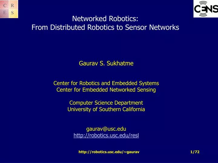 networked robotics from distributed robotics to sensor networks