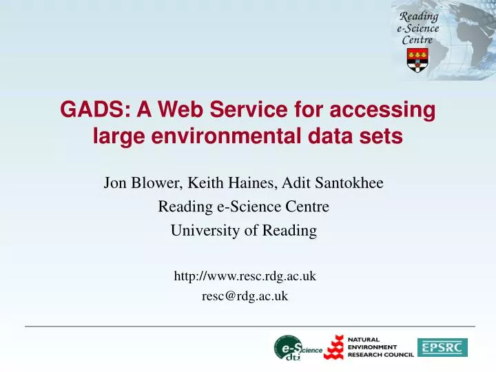 gads a web service for accessing large environmental data sets