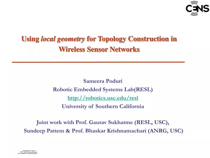 using local geometry for topology construction in wireless sensor networks