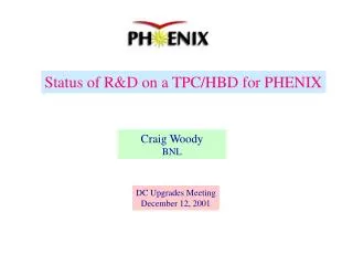Status of R&amp;D on a TPC/HBD for PHENIX