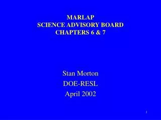 MARLAP SCIENCE ADVISORY BOARD CHAPTERS 6 &amp; 7