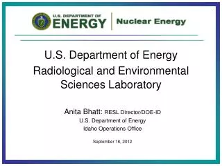 U.S. Department of Energy Radiological and Environmental Sciences Laboratory