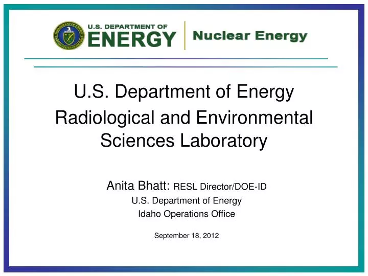 u s department of energy radiological and environmental sciences laboratory