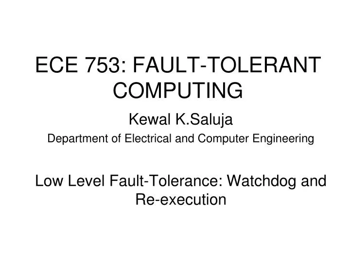ece 753 fault tolerant computing