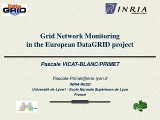Grid Network Monitoring in the European DataGRID project
