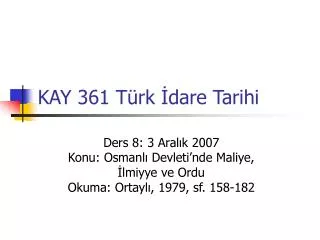 KAY 361 Türk İdare Tarihi