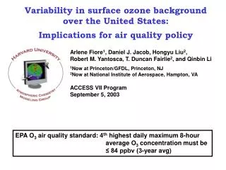 Variability in surface ozone background over the United States: