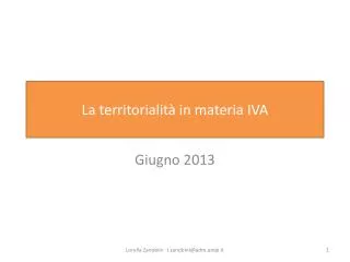la territorialit in materia iva
