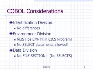COBOL Considerations