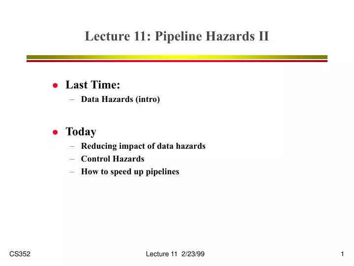 lecture 11 pipeline hazards ii