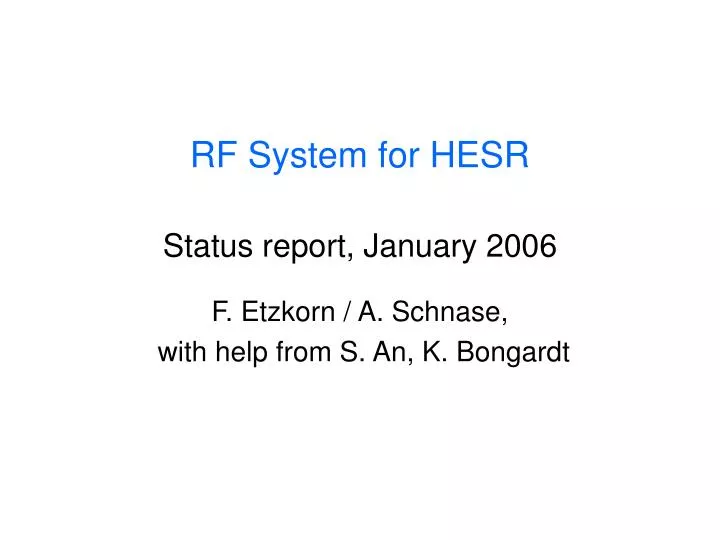 rf system for hesr