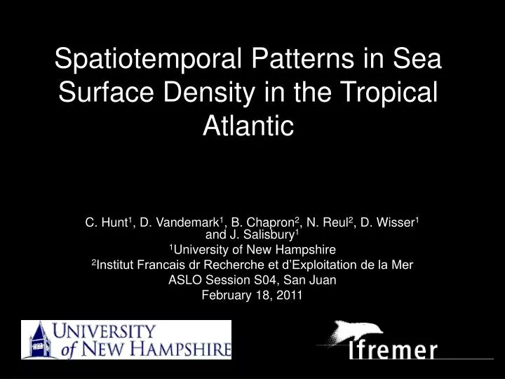 spatiotemporal patterns in sea surface density in the tropical atlantic