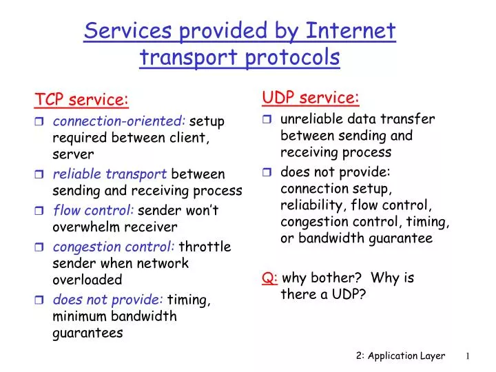 services provided by internet transport protocols