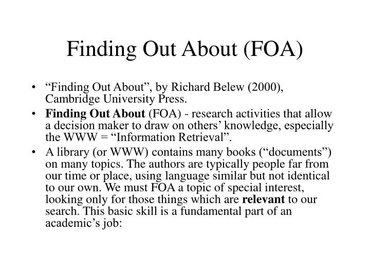 finding out about foa