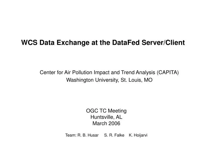 wcs data exchange at the datafed server client