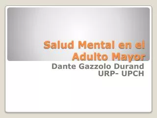 salud mental en el adulto mayor