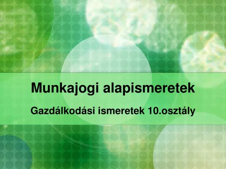 munkajogi alapismeretek