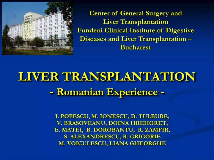 liver transplantation romanian experience