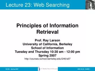 Lecture 23: Web Searching