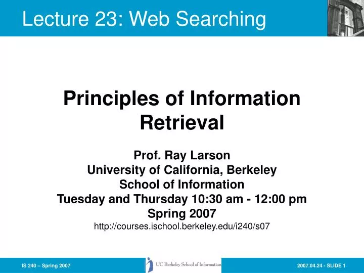 lecture 23 web searching