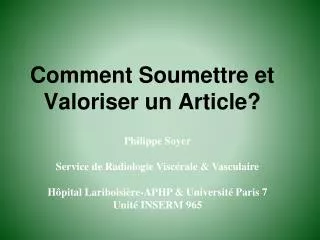 comment soumettre et valoriser un article