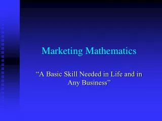 Marketing Mathematics