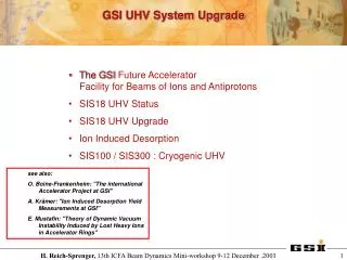 GSI UHV System Upgrade