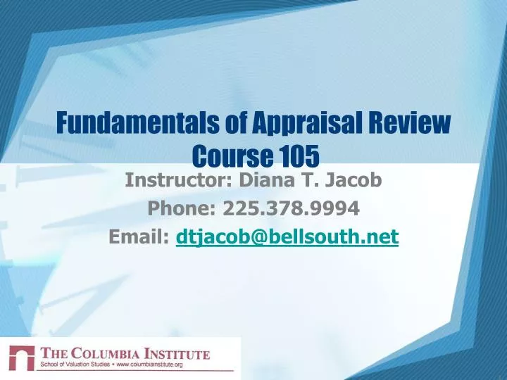 fundamentals of appraisal review course 105