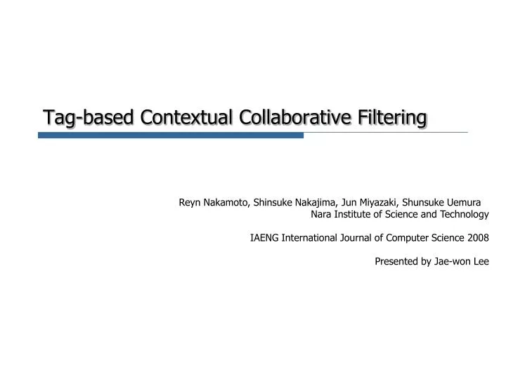 tag based contextual collaborative filtering