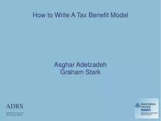 How to Write A Tax Benefit Model