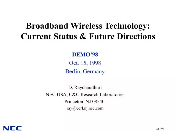 broadband wireless technology current status future directions