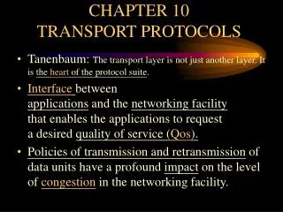 CHAPTER 10 TRANSPORT PROTOCOLS