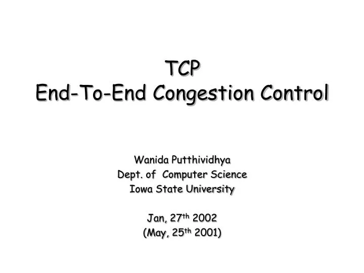 tcp end to end congestion control