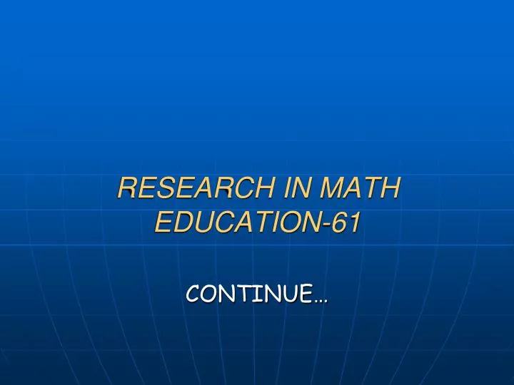 research in math education 61