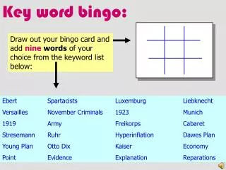 Key word bingo: