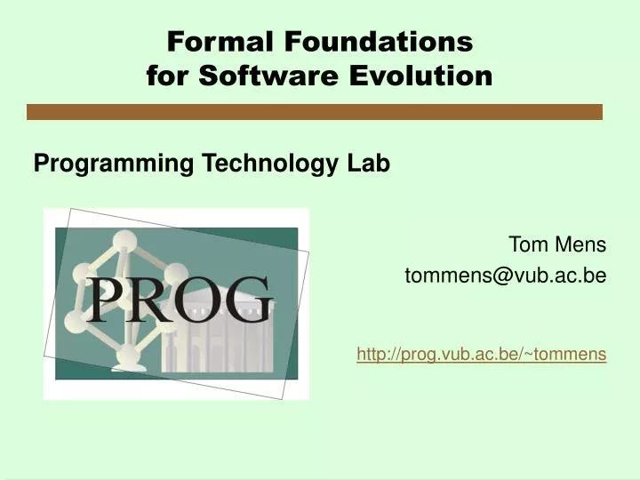 formal foundations for software evolution