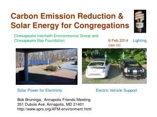 Carbon Emission Reduction &amp; Solar Energy for Congregations
