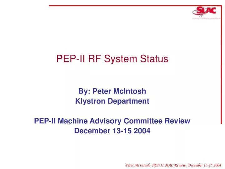 pep ii rf system status