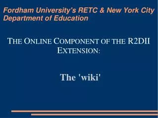 Fordham University's RETC &amp; New York City Department of Education