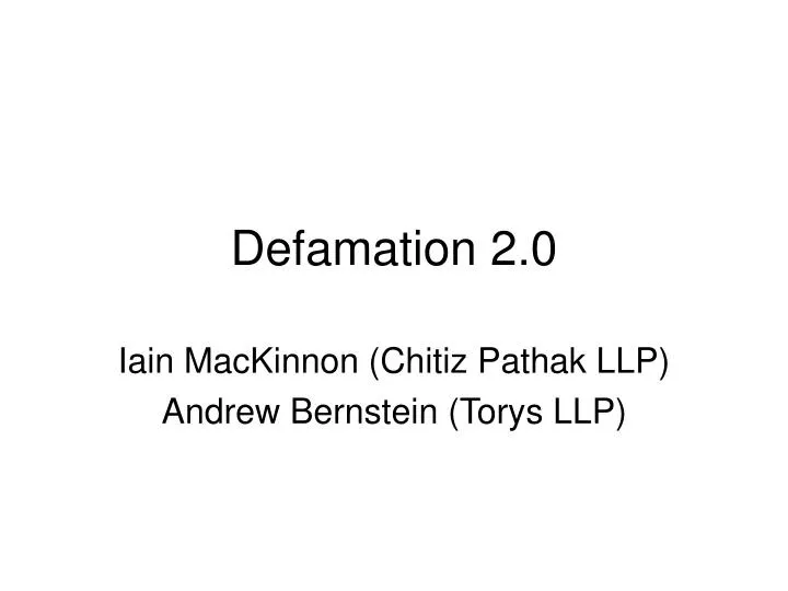 defamation 2 0