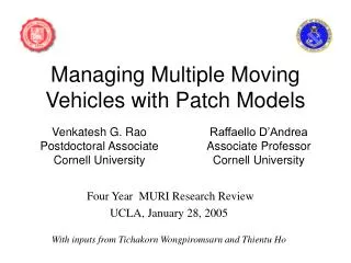 Managing Multiple Moving Vehicles with Patch Models
